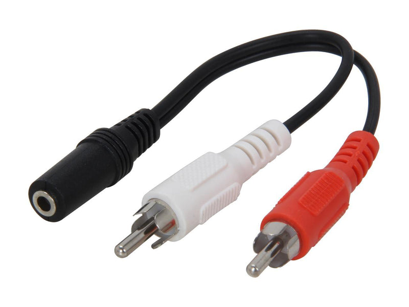 C2G 40424 Value Series One 3.5mm Stereo Female to Two RCA Stereo Male Y-Cable, Black (6 Inch)