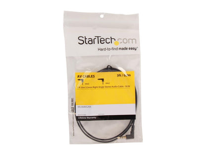 StarTech.com MU3MMS2RA Slim 3.5mm Right Angle Stereo Audio Cable Male to Male