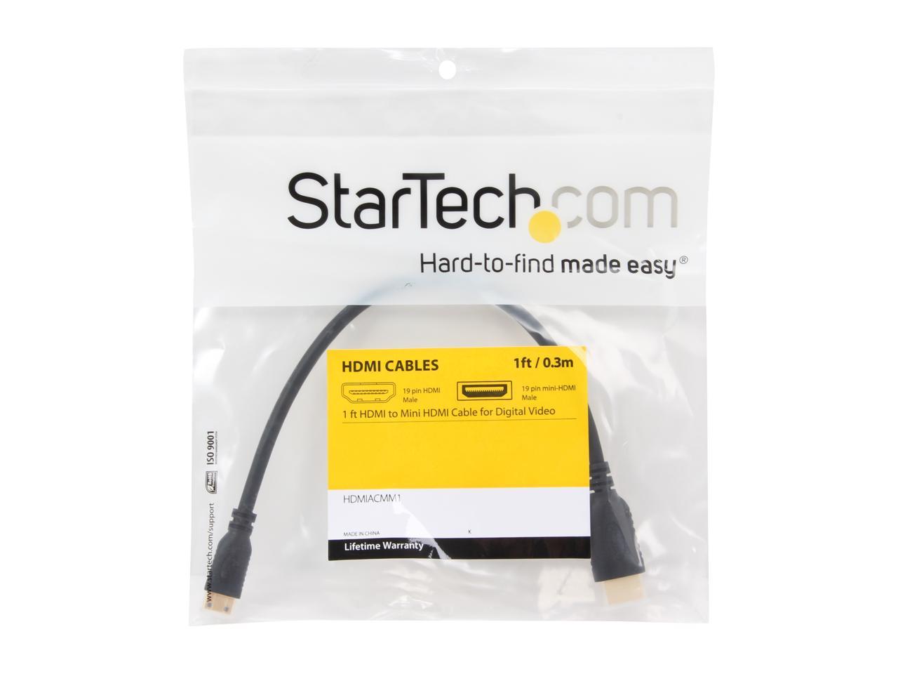 StarTech.com HDMIACMM1 1 ft. Black High Speed HDMI® Cable with Ethernet Male to Male