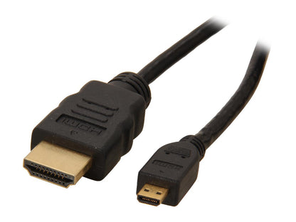 StarTech.com HDMIADMM6 6 ft. Black Connector A: 1 - HDMI® (19 pin) Male Connector B: 1 - Micro HDMI® (19 pin) Male High Speed HDMI® Cable with Ethernet Male to Male