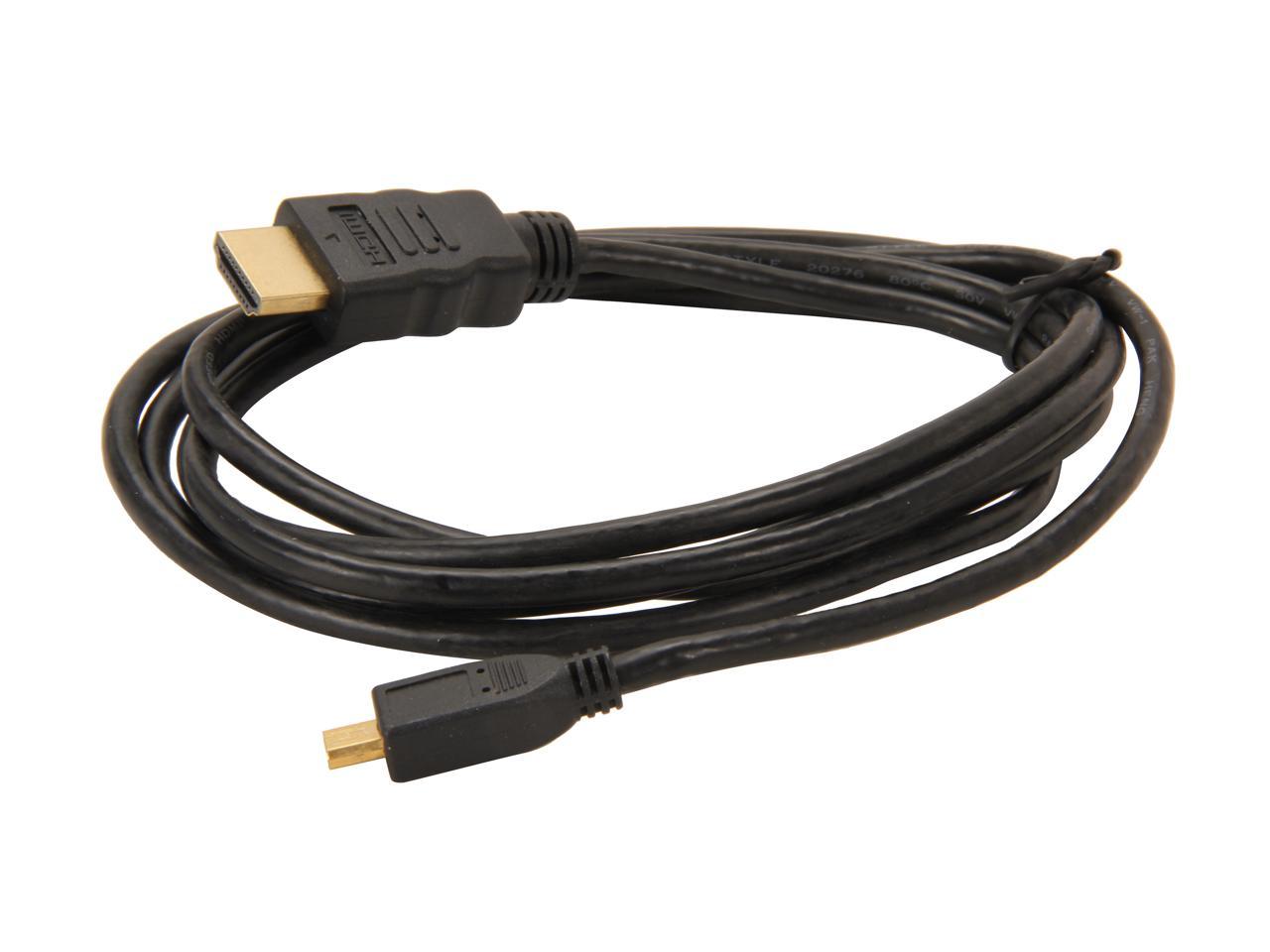 StarTech.com HDMIADMM6 6 ft. Black Connector A: 1 - HDMI® (19 pin) Male Connector B: 1 - Micro HDMI® (19 pin) Male High Speed HDMI® Cable with Ethernet Male to Male