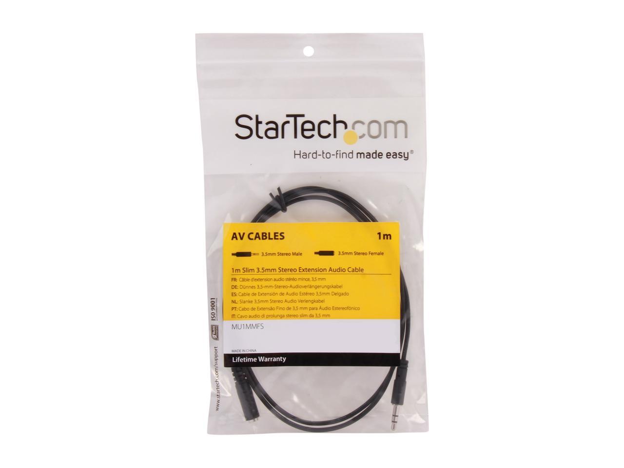 StarTech.com MU1MMFS 0.3" Slim 3.5mm Stereo Extension Audio Cable Male to Female