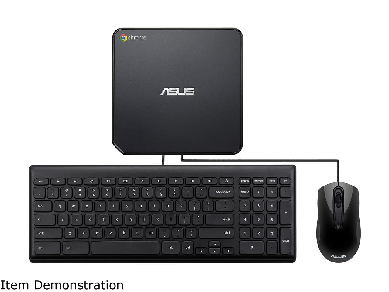ASUS Celeron Chromebox w/ 24" FHD Monitor Essential Desktop with Chrome OS Keyboard Mouse for Homeschooling
