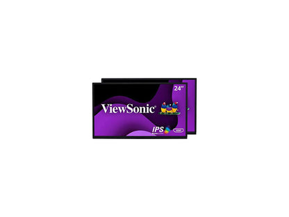 ViewSonic VG2448A-2_H2 24 Inch Dual Pack Head-Only 1080p IPS Monitor with Ultra-Thin Bezels, HDMI, DisplayPort, USB, and VGA for Home and Office