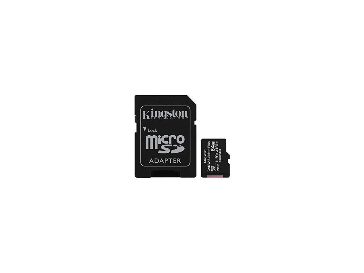 Kingston Canvas Select Plus 64GB Micro SD Card and SD Adapter SDCS2/64GB