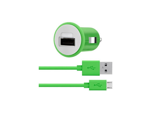belkin mixit car charger with 4foot micro usb charging cable 2.1 amp,retail packaging,green
