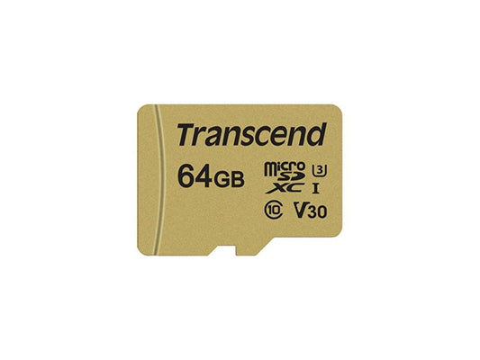 Transcend TS64GUSD500S 64GB UHS-I U3 MicroSD Memory Card with Adapter