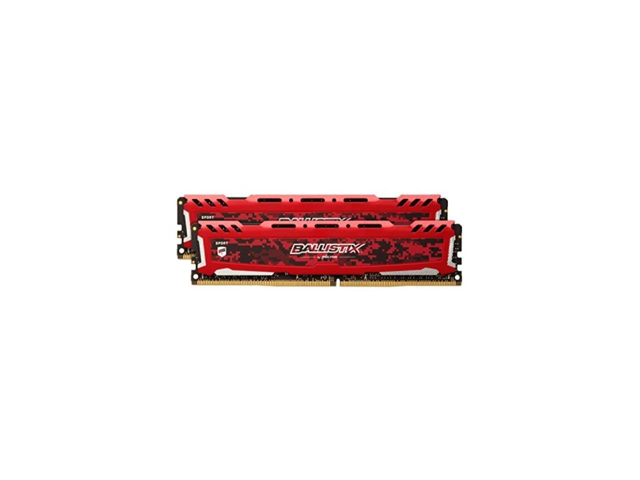 Ballistix Sport LT - DDR4 - 32 GB: 2 x 16 GB - DIMM 288-pin - 2400 MHz / PC4-19200 - CL16 - 1.2 V - unbuffered - non-ECC - red