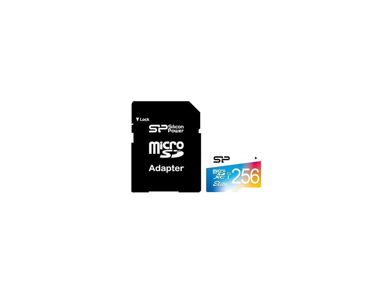 256GB Silicon Power Elite microSDXC CL10 UHS-1 85MB/sec Colorful Memory Card With Adapter