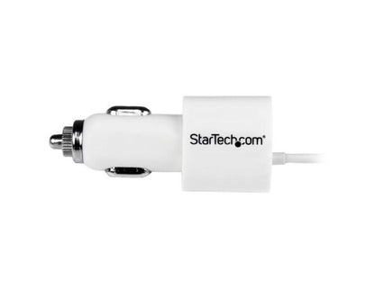 StarTech USBLT2PCARW Dual Port Car Charger w/ Apple 8-pin Lightning Connector & USB Port – High Power (21W / 4.2A) - Dual iPad Car Charger