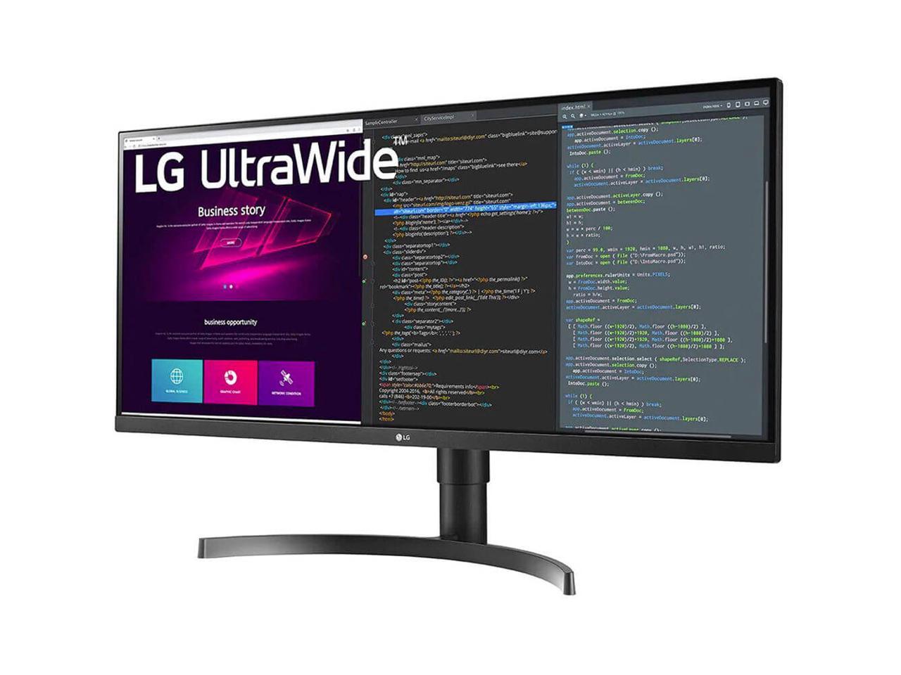 LG 34WN750-B.AUS 34" UltraWide QHD 3440 x 1440 (2K) 5 ms (GTG at Faster) 75 Hz 2 x HDMI, DisplayPort, USB AMD FreeSync Built-in Speakers IPS HDR 10 Monitor