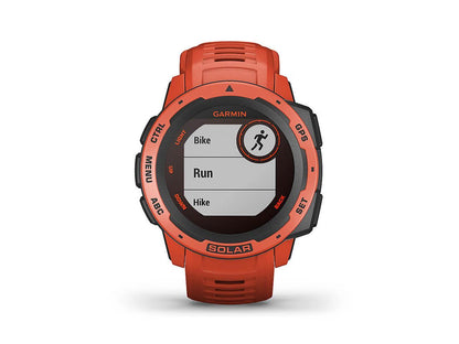 Garmin Instinct Solar, Solar-Powered Rugged GPS Smartwatch, -Flame Red- (010-02293-21)