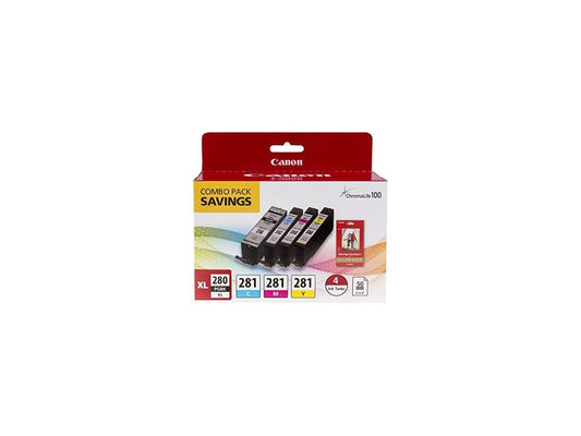 Canon CLI-281 XL Ink Cartridge Value Pack Black/Cyan/Magenta/Yellow Inkjet Print Technology 2021C006