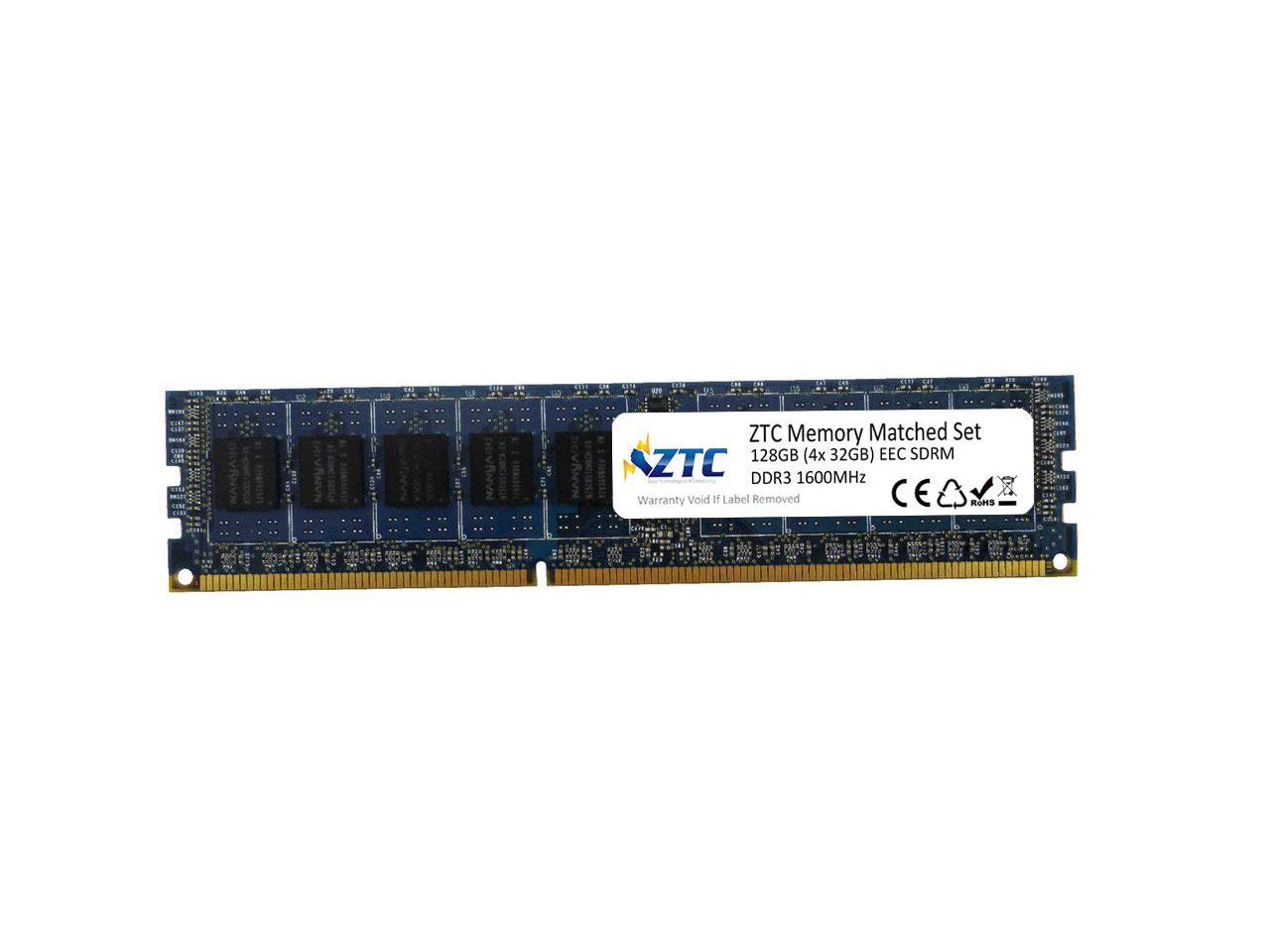 ZTC 128GB (4X 32GB) Matched Set PC3-10600 1333MHz DDR3 ECC-R SDRAM Modules for Mac Pro Late 2013. New, Lifetime Advance Replacement Limited Warranty Model ZTC1333D3Z3M128