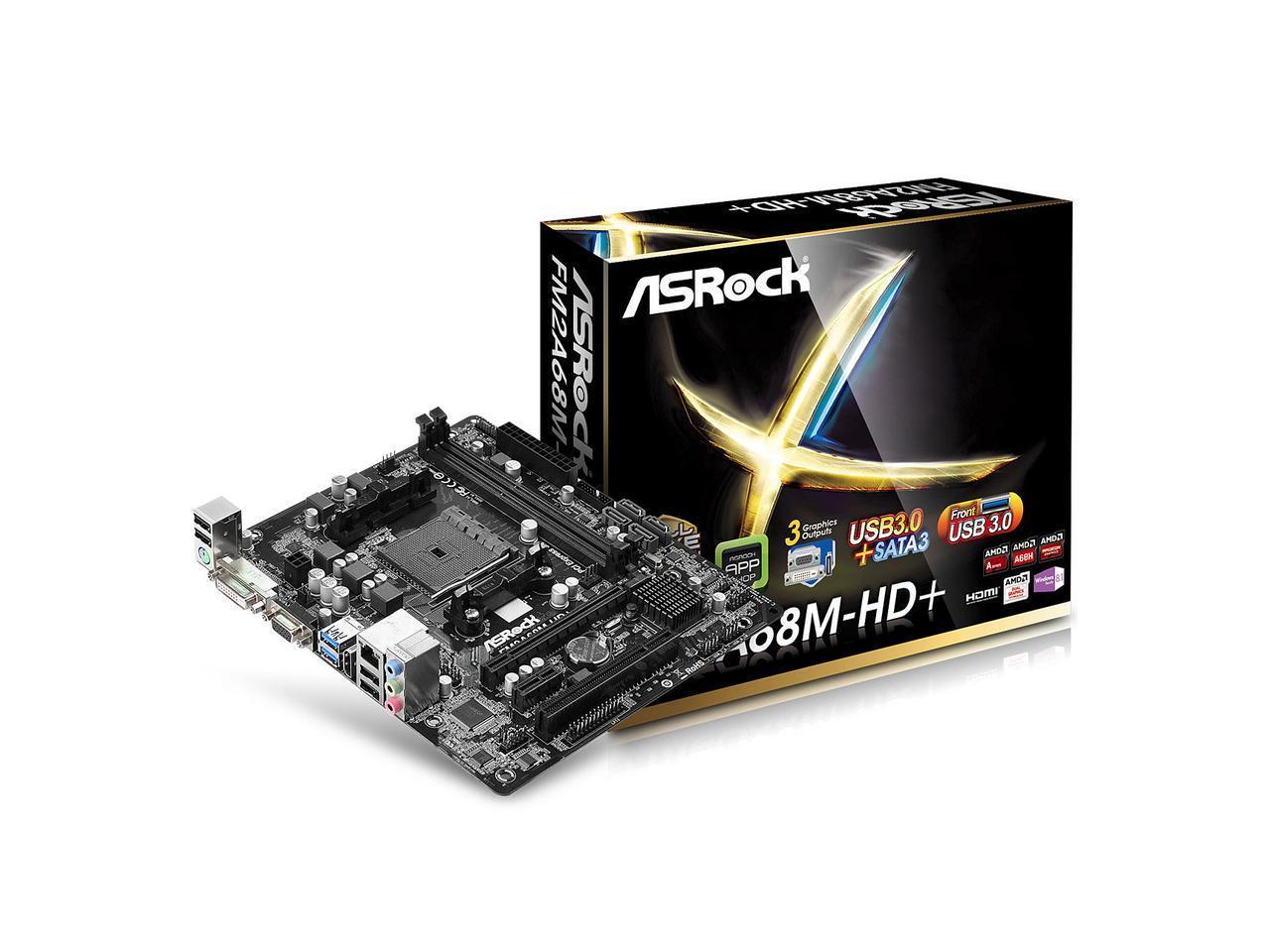 ASRock FM2A68M-HD AMD A68H DDR3-SDRAM MicroATX Motherboard