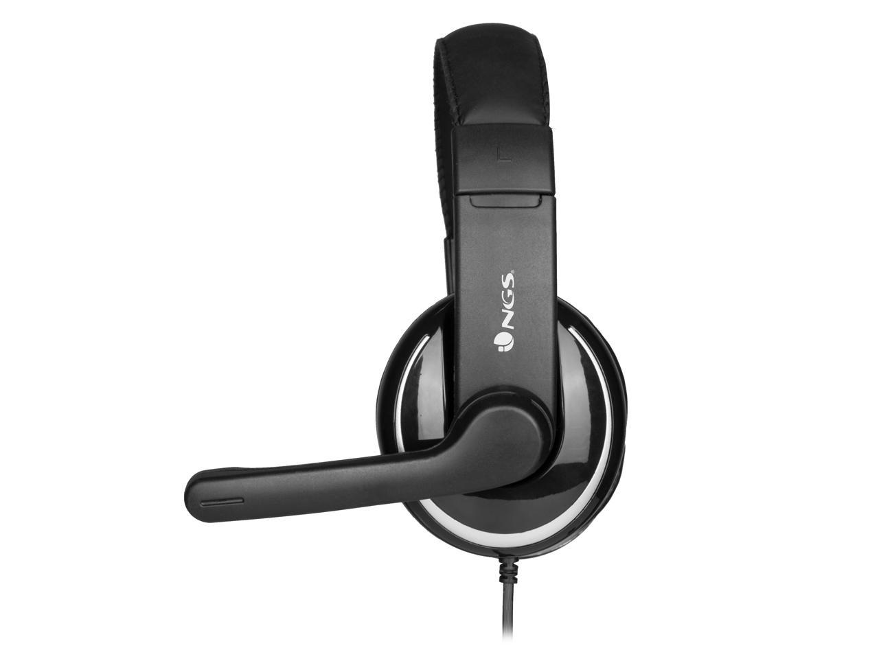 NGS USB Stereo Headphones with Microphone, Black