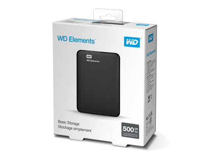 Western Digital Elements 500GB 2.5-inch WDBUZG5000ABK-WESN USB3.0 Portable Hard Drive - Black