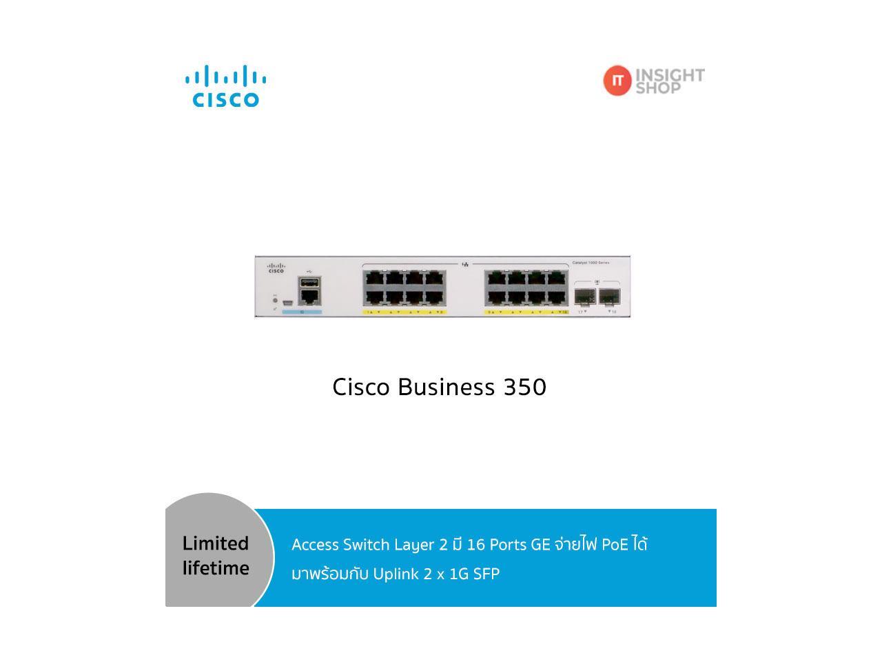 Cisco 350 CBS350-16FP-2G 16-Port Managed Ethernet Switch CBS35016FP2GNA