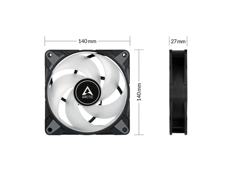 ARCTIC P14 PWM PST RGB 0dB - Case Fan, 140 mm PWM Optimised for Static Pressure, Semi-Passive: 0-1900 RPM, Single Fan - Black Model ACFAN00238A