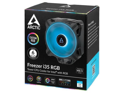 ARCTIC Freezer i35 ACFRE00096A RGB Single Tower CPU Cooler with RGB, Intel specific 120 mm P-fan 200-1700 RPM - Black