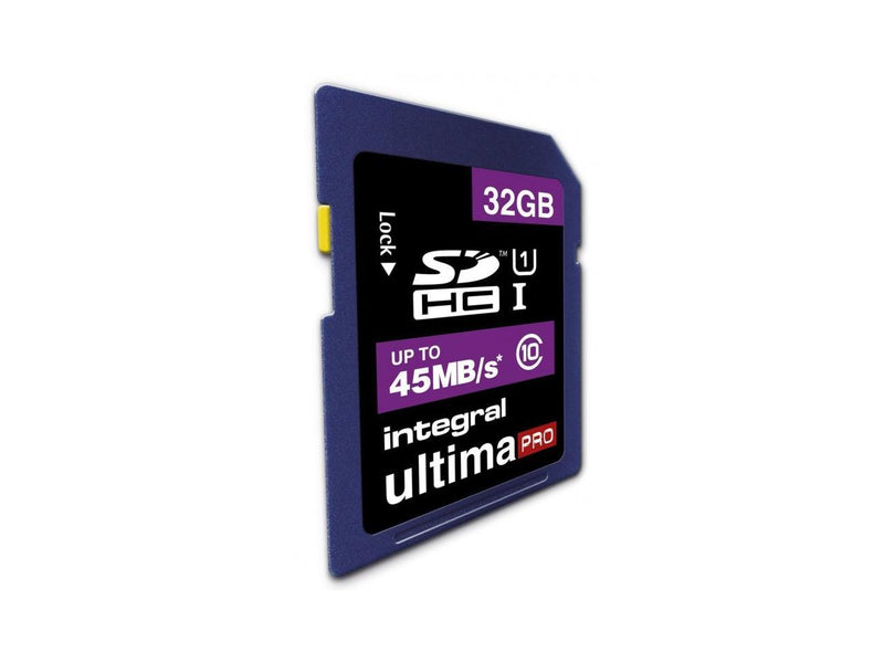 Integral 32GB Ultima Pro SDHC UHS-1 Memory Card Class 10 High Speed 45MB\Sec Model INSDH32G10-45