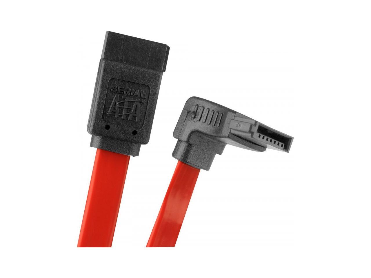 NEON SATA Cable Serial ATA 7-pin Internal Angled Cable Red 40cm. Model NQ-SC002-90DEG