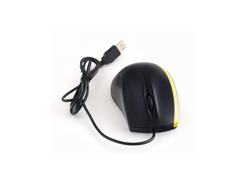 NEON 3D Optical Mouse Dual-Button with Scrool-Wheel. Black With a Yellow Stripe Model NEO-865A-MSE