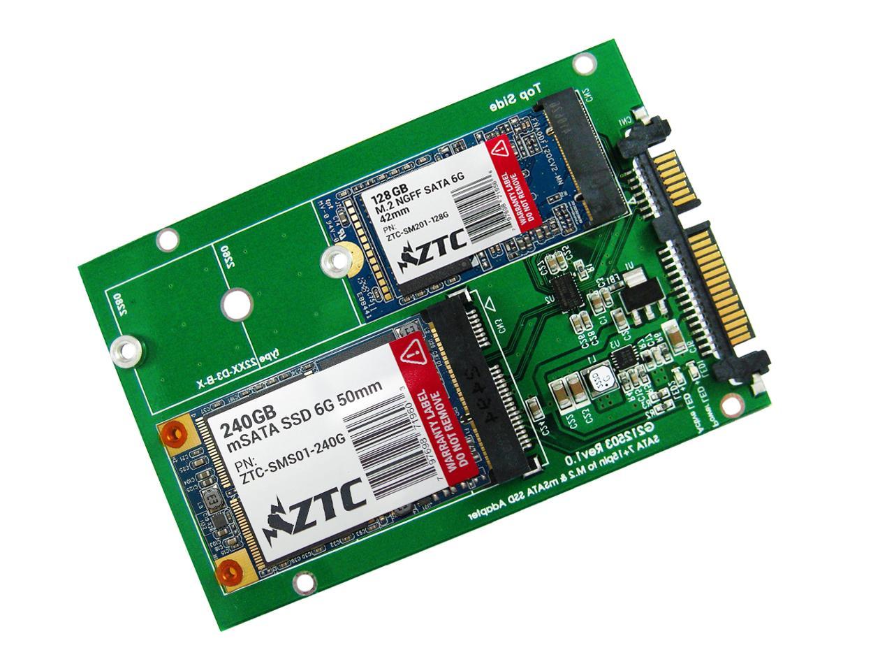 ZTC 2-in-1 Thunder Board M.2 (NGFF) or mSATA SSD to SATA III Board Adapter. Multi Size Fit with High Speed 6.0GB/s. Model ZTC-AD002