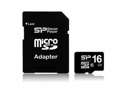 Silicon Power 16GB microSD Memory Card SDHC Class 10 w/ SD adapter Model SP016GBSTH010V10SP