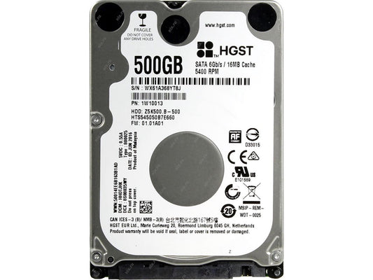 HGST 500GB Travelstar Z5K500.B 2.5-inch SATA III 5400 RPM, 16MB Cache Hard Disk Drive Model HTS545050B7E660