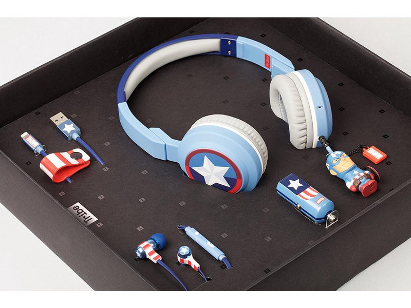 Captain America Gift Set - Headphones, Earphones, 16GB USB Flash Drive, Cable & Car Charger