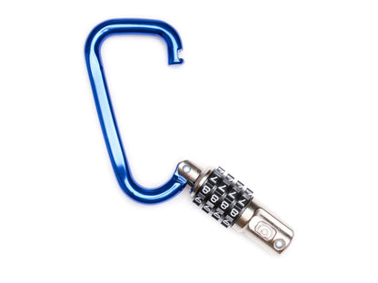 EyezOff 3.5" Carabiner Aluminum Multi Purpose Lock 4-Dial Combination D-Shape (Blue)