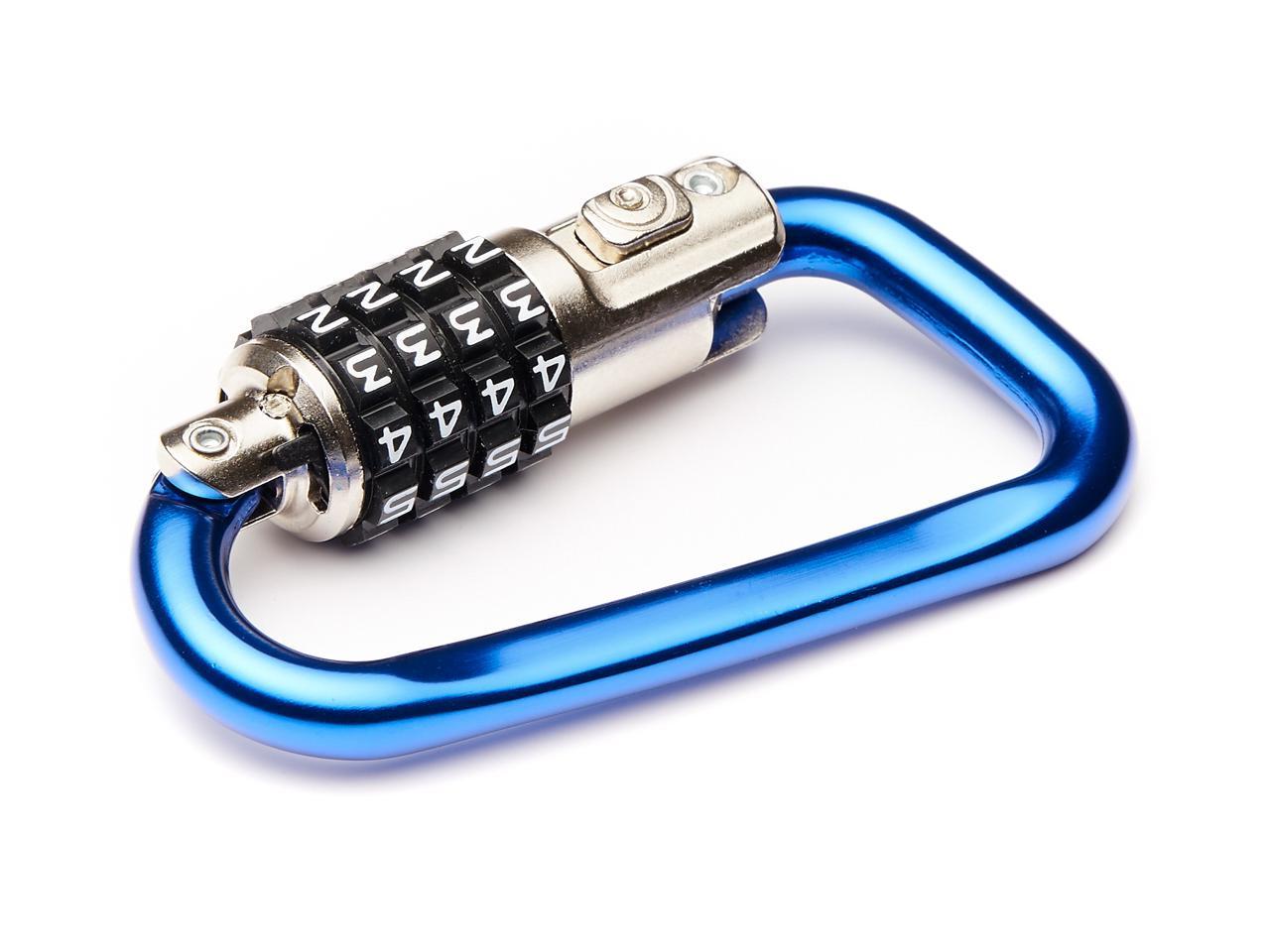 EyezOff 3.5" Carabiner Aluminum Multi Purpose Lock 4-Dial Combination D-Shape (Blue)