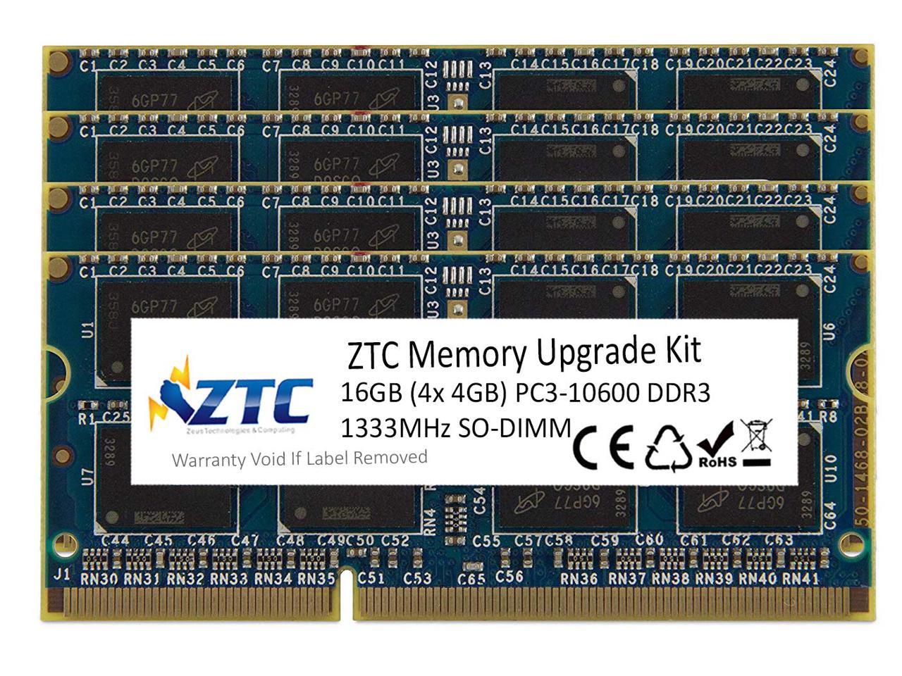 ZTC 16GB (4X 4GB) 1333MHz 204-Pin DDR3 SO-DIMM PC3-10600 CL9 Memory Upgrade Kit for iMac