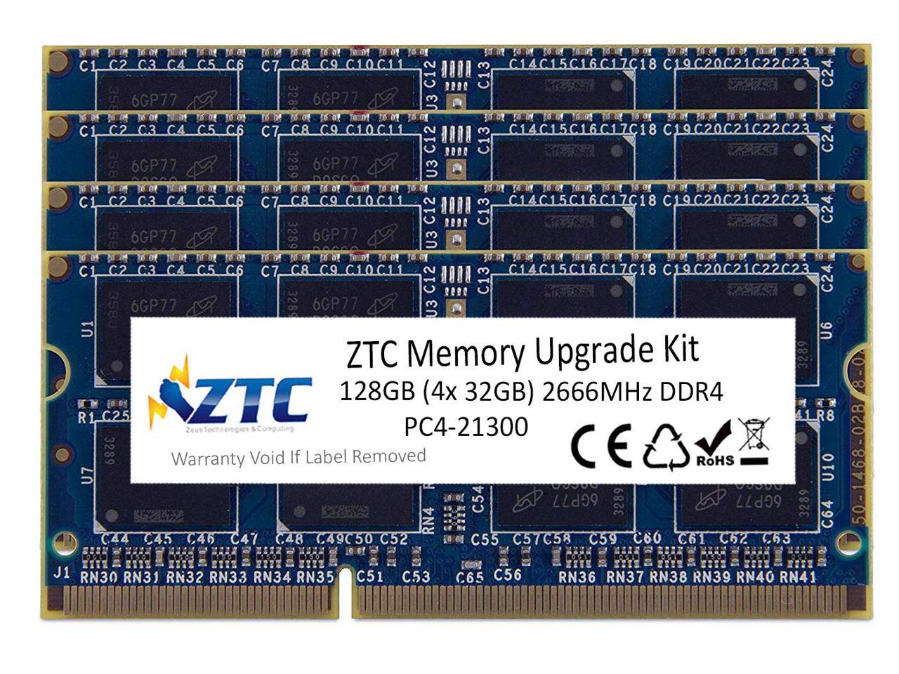 ZTC 128GB (4X 32GB) 2666MHz DDR4 PC4-21300 SO-DIMM 260 Pin Memory Upgrade Kit for 27" iMac w/Retina 5K (Early 2019) and Laptops