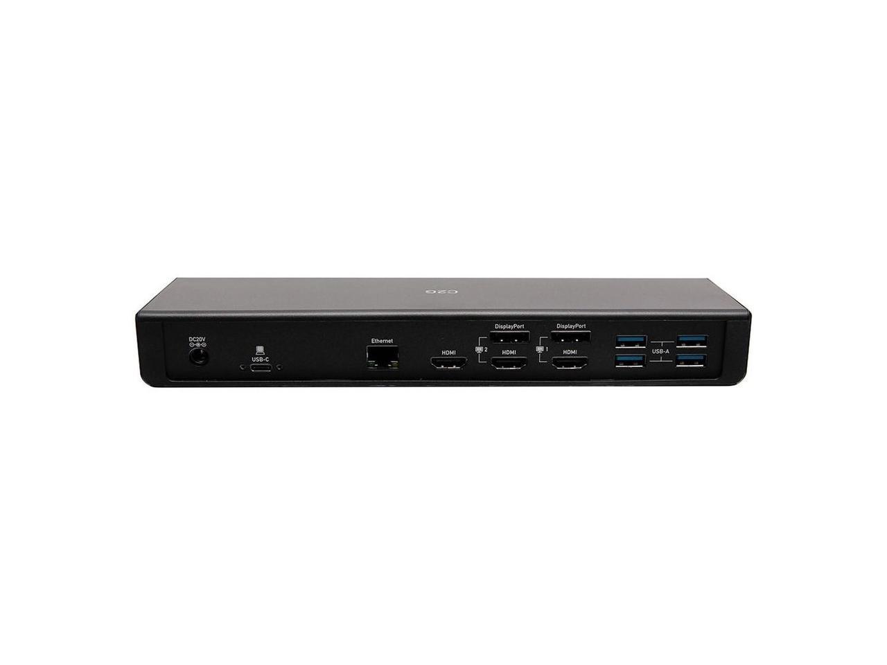 C2G Black C2G54535 USB-C 14-in-1 Triple Display Docking Station with HDMI, DisplayPort, Ethernet, USB, 3.5mm Audio and Power Delivery up to 85W - 4K 30Hz (TAA Compliant)