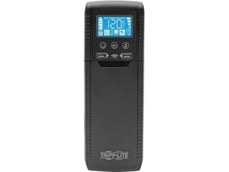 Tripp Lite 1000 VA 600 Watts ECO-Friendly UPS Battery Backup, AVR Protection, LCD Display, Line-Interactive, 8 Outlets and 2 USB Charging Ports, 120V, Tel Protection (ECO1000LCD)
