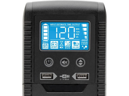 TRIPP LITE Line Interactive ECO1300LCD UPS with USB and 10 Outlets - 120V, 1300 VA, 720 Watts, ECO Series