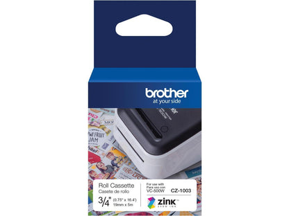Brother Genuine CZ-1003 continuous length ??" (0.75") 19 mm wide x 16.4 ft. (5 m) long label roll featuring Zero Ink technology - 3/4" Width x 16 13/32 ft Length - Zero Ink (ZINK)