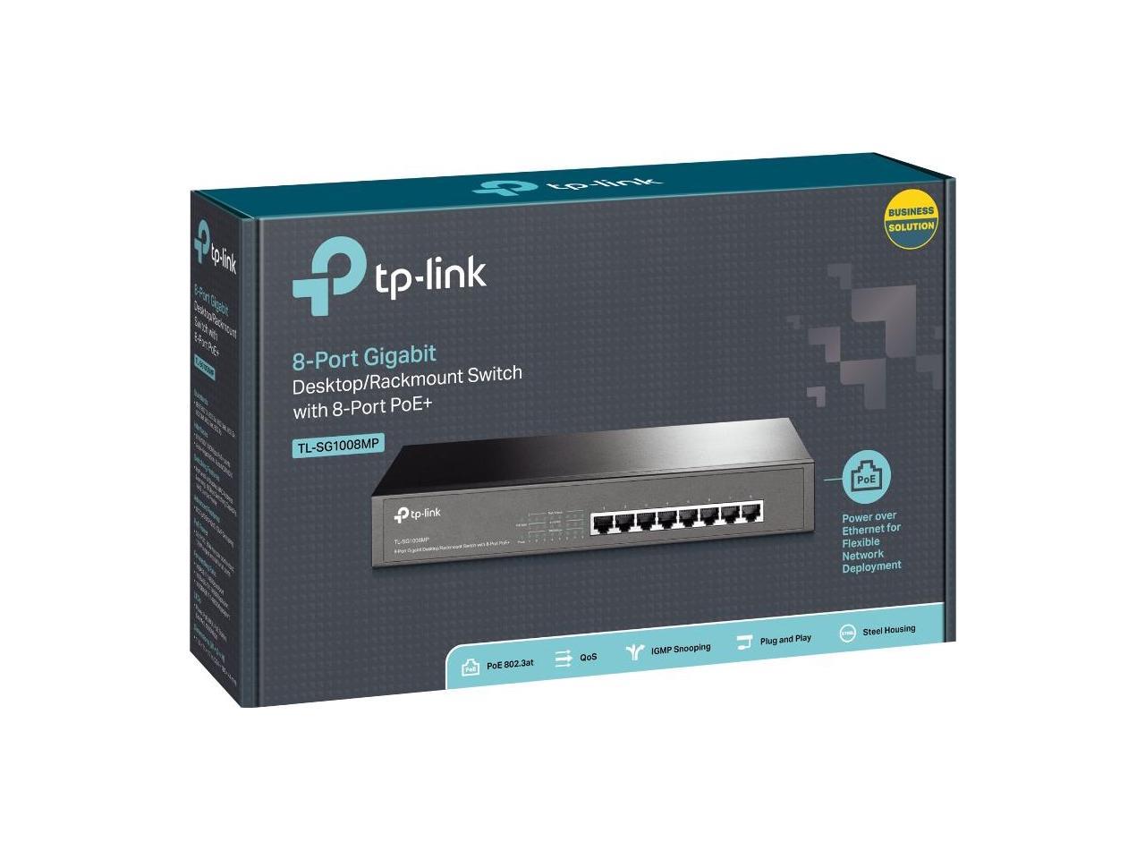 TP-LINK - TL-SG1008MP - TP-Link 8-Port Gigabit Desktop/Rackmount Switch with 8-Port PoE+ - 8 Ports - 2 Layer Supported -
