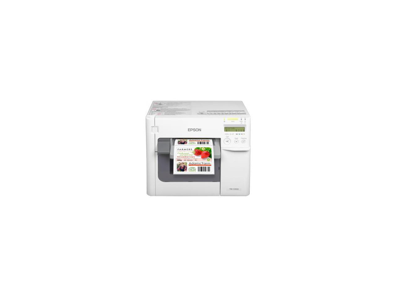 EPSON C31CD54011 DISCONTINUED REFER TO C31CD54A9991 TM-C3500 COLORWORKS INKJET PRINTER ETHERNET and USB POWER SUPPLY INCLUDED CABLE NOT INCLUDED NOT DHCP ENABLED