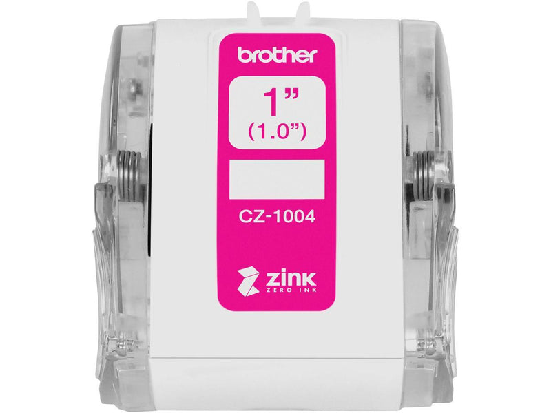 Brother Genuine CZ-1004 continuous length 1" (1.0") 25 mm wide x 16.4 ft. (5 m) long label roll featuring ZINK® Zero Ink technology - 1" Width x 16 13/32 ft Length - Zero Ink (Z