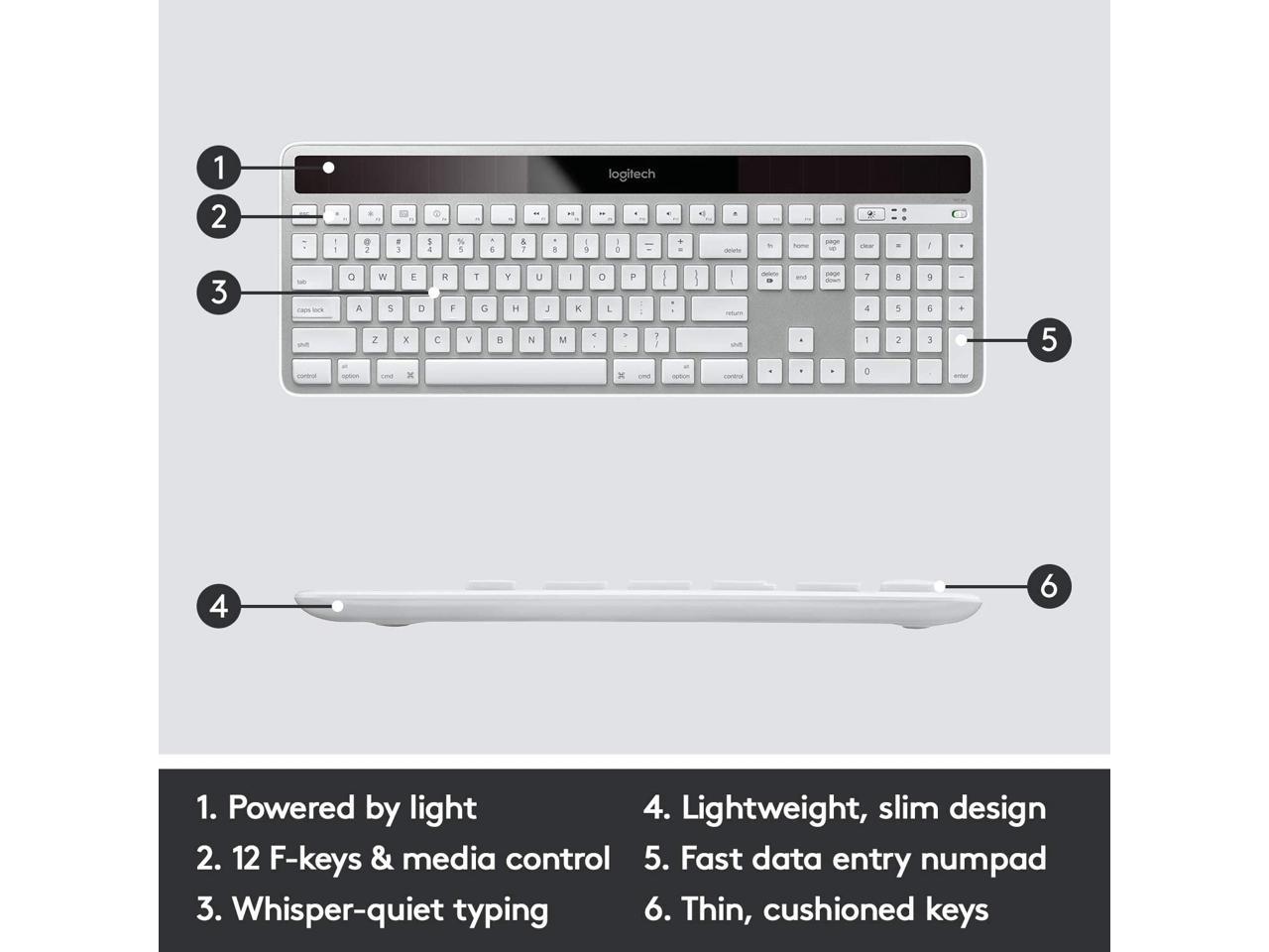 Logitech K750 2.4GHz Wireless Solar Powered Keyboard - Silver