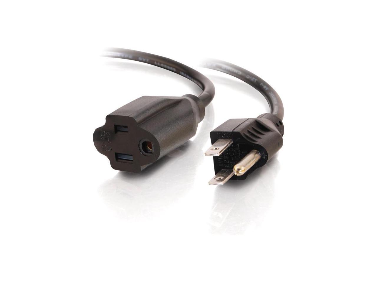 C2G 03115 18 AWG Outlet Saver Power Extension Cord - NEMA 5-15P to NEMA 5-15R, TAA Compliant, Black (6 Feet, 1.82 Meters)