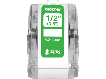 Brother Genuine CZ-1002 continuous length ??" (0.5") 12 mm wide x 16.4 ft. (5 m) long label roll featuring ZINK® Zero Ink technology - 1/2" Width x 16 13/32 ft Length - Zero Ink