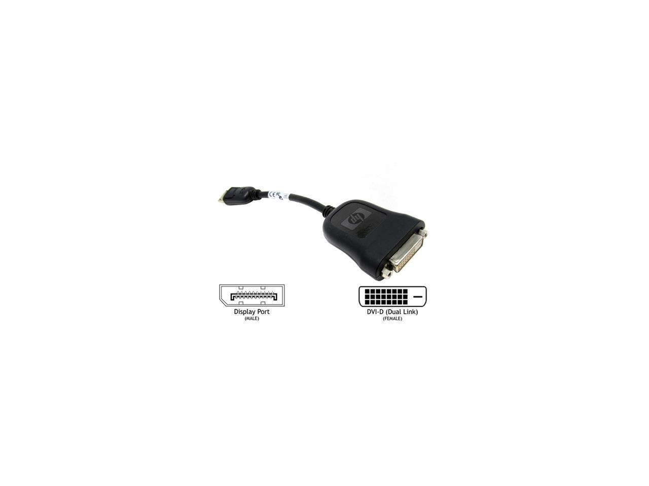 HP - DVI cable - DisplayPort (M) to DVI-D (F) - 7.5 in Video Cable
