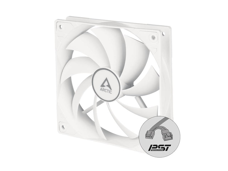 ARCTIC ACFAN00198A F12 PWM PST - 120 mm PWM PST Case Fan with PWM Sharing Technology (PST), Quiet Motor, Computer, Fan Speed: 230-1350 RPM - White