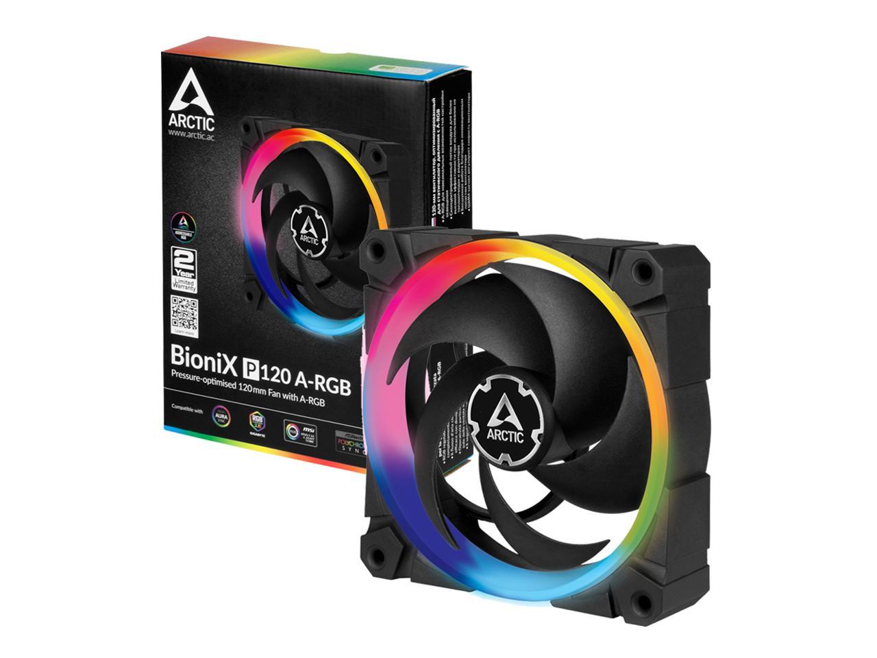 ARCTIC ACFAN00146A BioniX P120 A-RGB - 120 mm Pressure-Optimised Fan with A-RGB, PWM, Cooler, Fluid Dynamic Bearing, 400-2300 RPM - Black