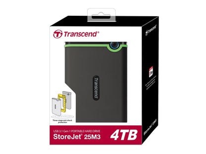 4TB Transcend StoreJet 25M3 USB3.1 Slim Portable Hard Drive Shock-Resistant