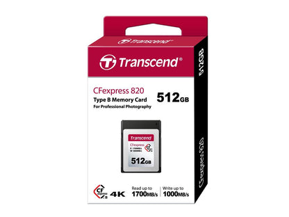 512GB Transcend CFexpress 820 Type B Memory Card 1700MB/s Read 1300MB/sec Write